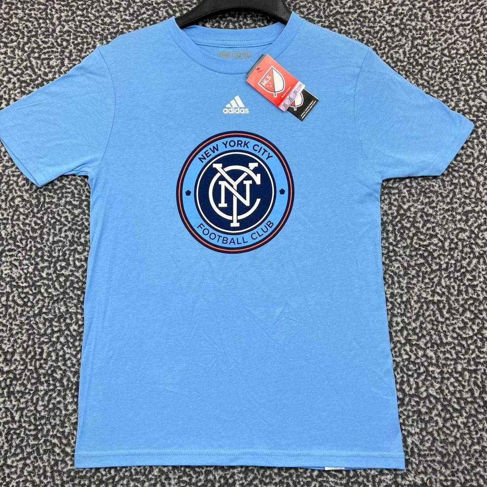 New York City FC Shirt Youth Medium 10-12 Adidas MLS Short Sleeve Cotton New M